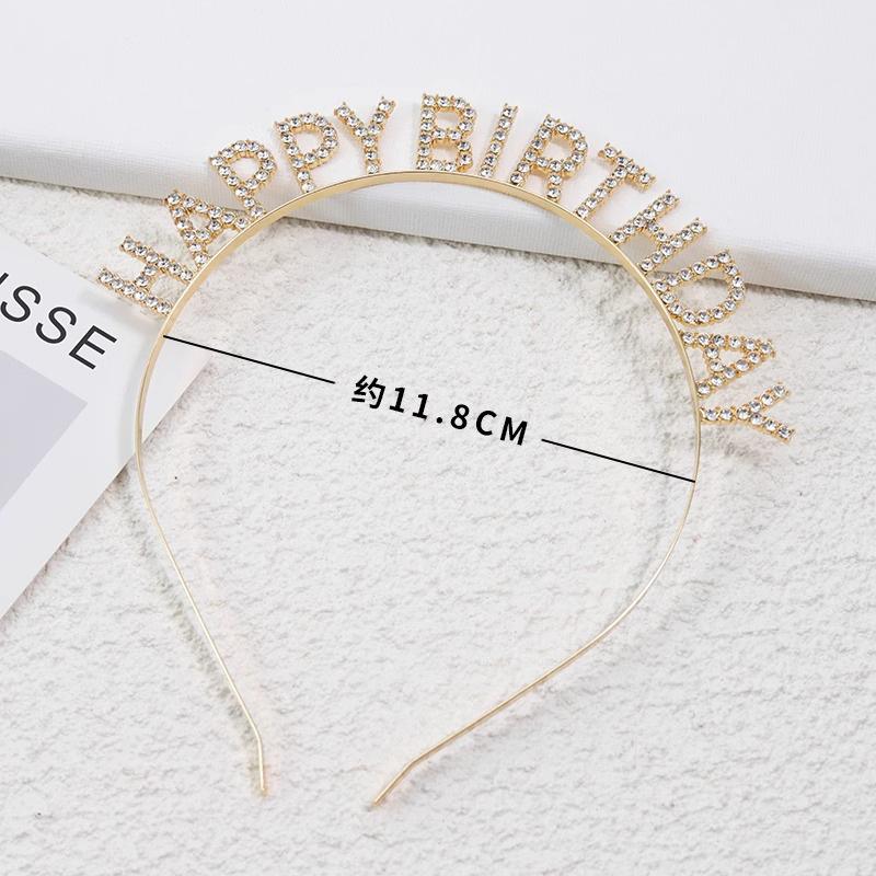 

Happy Birthday Headband Muse Rhinestone Crown Atmosphere Headband Party Dress Up Korean Hairpin Headgear Hair Accessories Happy Birthday Headband, Gold