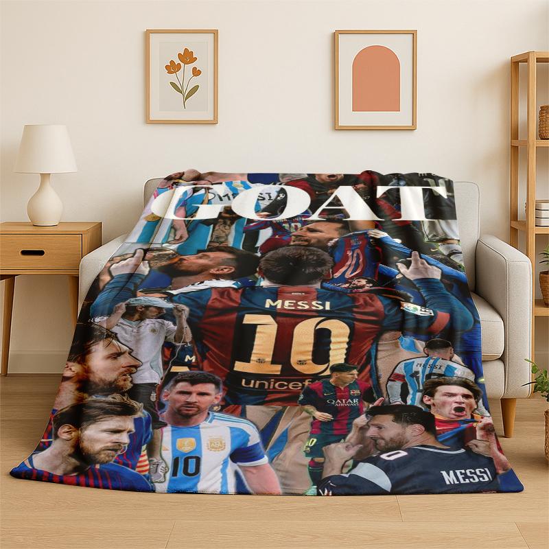 Goat M-Messi Football Sport Star Flannel Blanket Soft Warm Throw Blanket for Bedroom Living Room Bed Travel Camping Picnic Kid