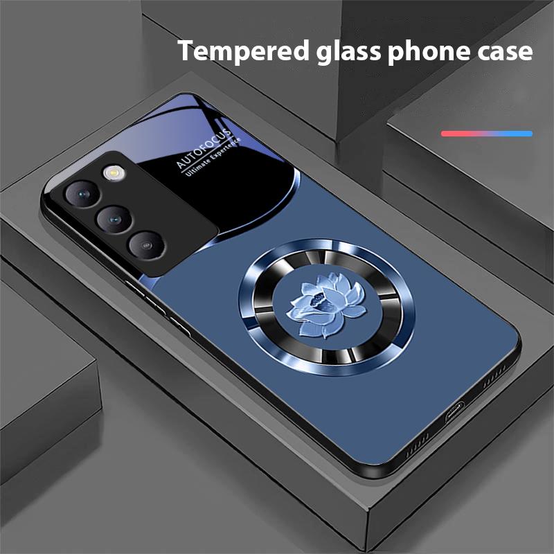 Circle Lotus Gold For Y72 33S 11 03 36 96 Lite 35 16 Iqoo 12 V40 SE 5G 29 40 21 30 X80 Pro Vivo Tempered Glass Phone Case Black