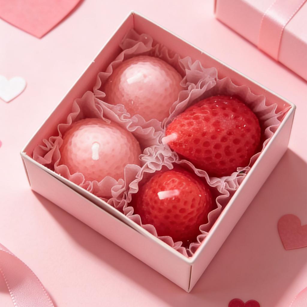 1set-Valentine's Day Strawberry Candles Soy Wax Aromatherapy Candles Scented Candles Cake Party Home Decoration Birthday Gift