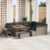 vidaXL 12-Piece Garden Sofa Set with Cushions Poly Rattan Grey Acacia, vidaXL Garden Dining Set 3362948