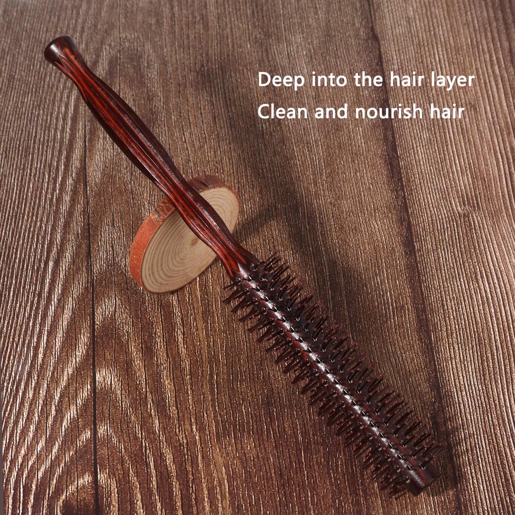 1 piece of wooden circular brush hair massage comfortable professional styling tool curly hair brush Special for real hair wigs