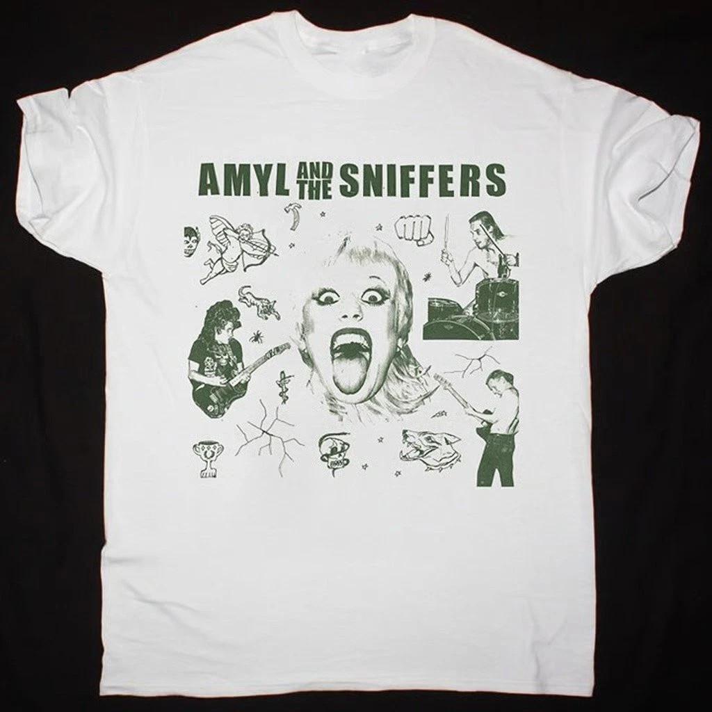 New Amyl And The Sniffers Band Tour Concert Heavy Cotton White T Shirt EN20 S