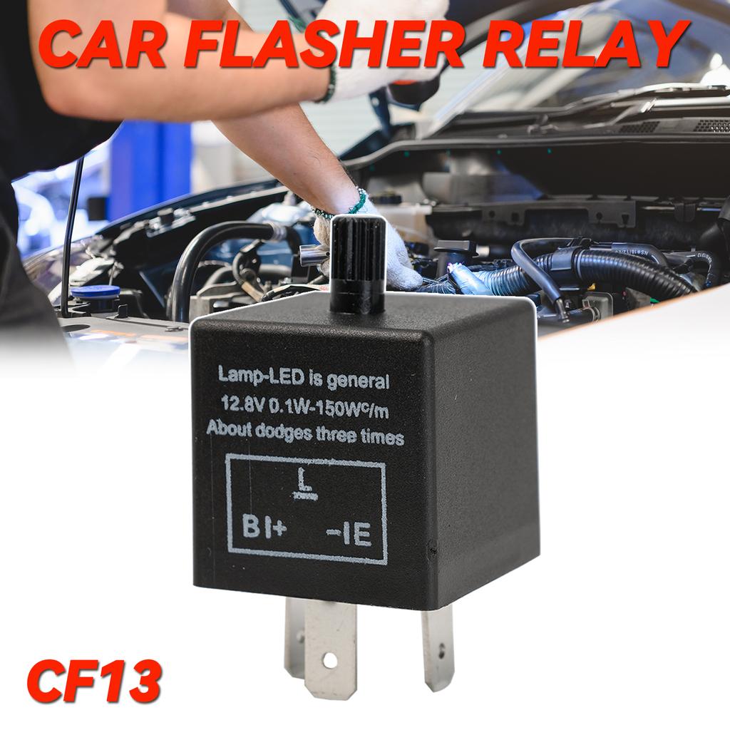 CF13 JL-02 EP34 12V 3-Pin Adjustable LED Flasher Relay Fixes Car Turn Signal and Hazard Warn Hyper Blink Flash or No Flashing