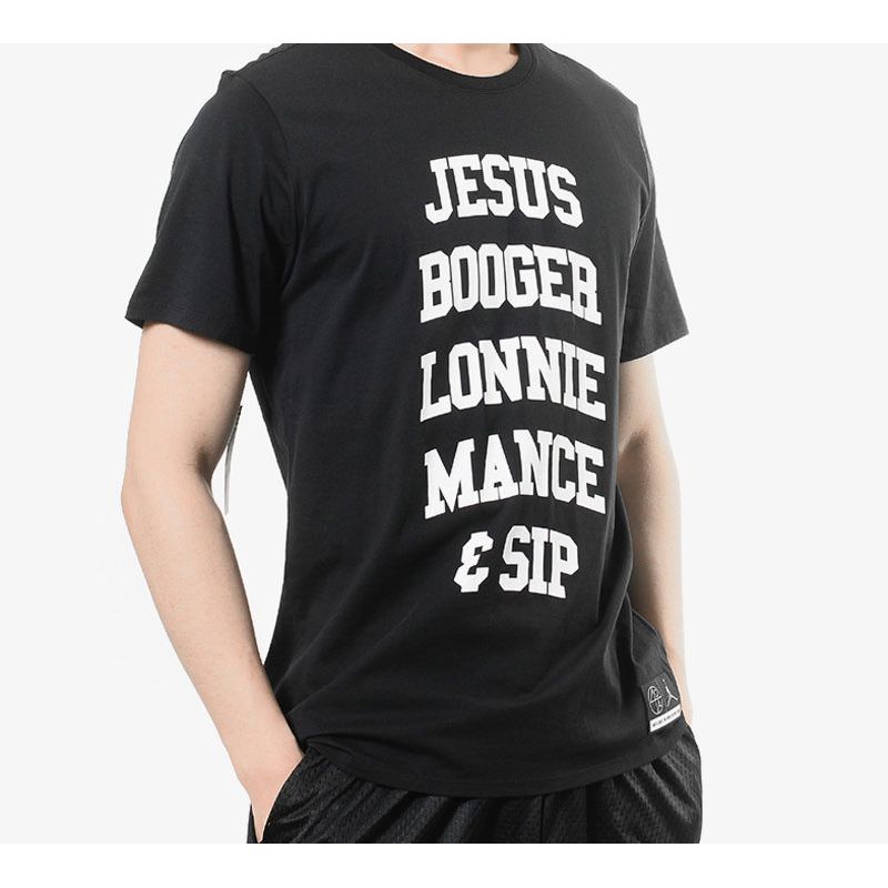 Jordan Air Grafikdruck Kurzarm Sport T-Shirt Herren Tops Schwarz AR0054-010