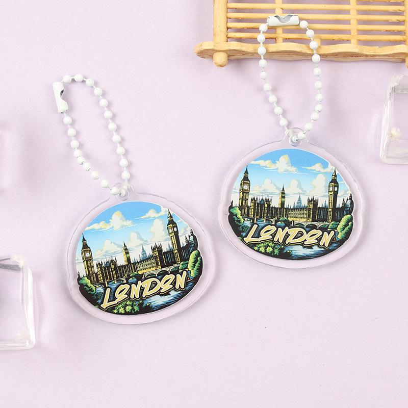 Iconic Landmark Acrylic Keychain Pendant - National Style Architecture Commemorative Souvenir