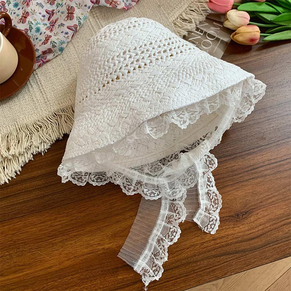 Foldable Straw Lace Hat Hollow Sunshade Hat New Sun Cap