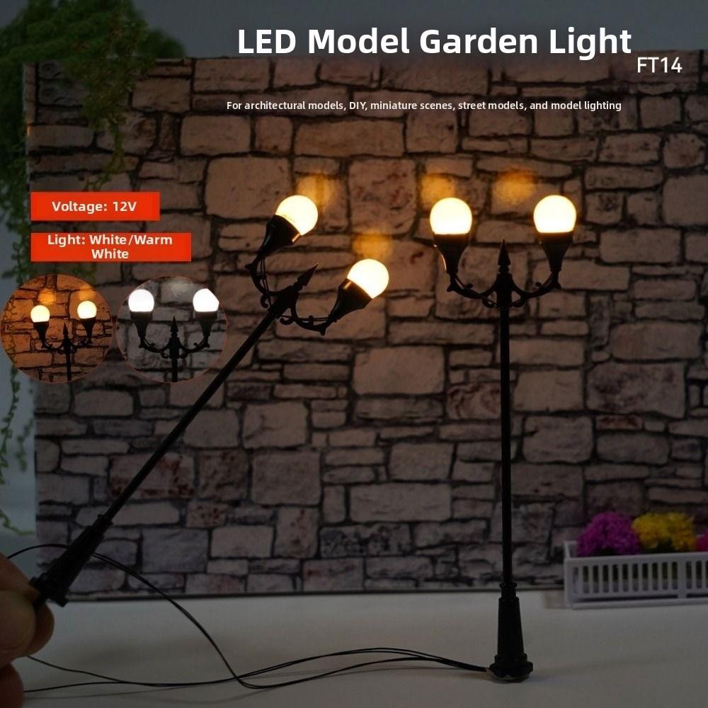 DIY Miniature Street Lamp White/Warm Light Park Lamppost High Light Layout Material
