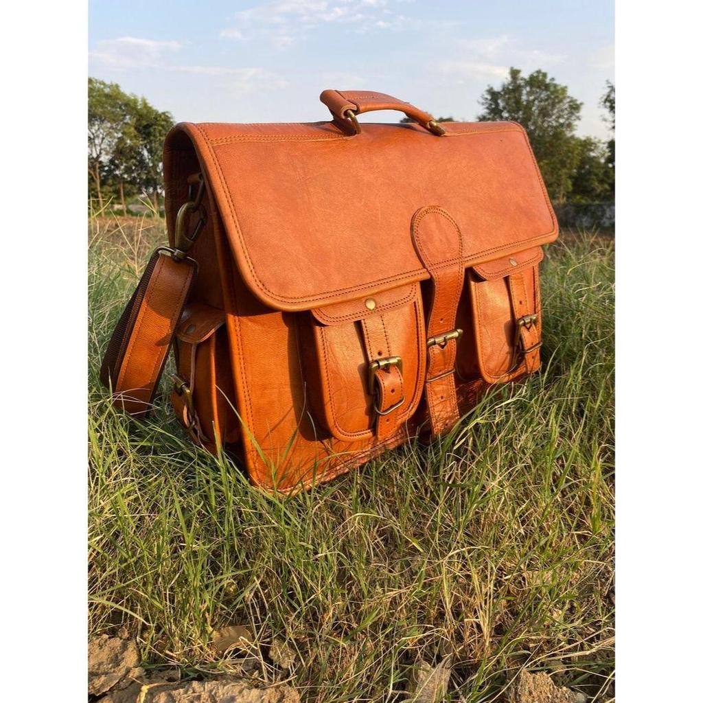 Handmade Leather Messenger Bag: Laptop Briefcase, Crossbody Satchel
