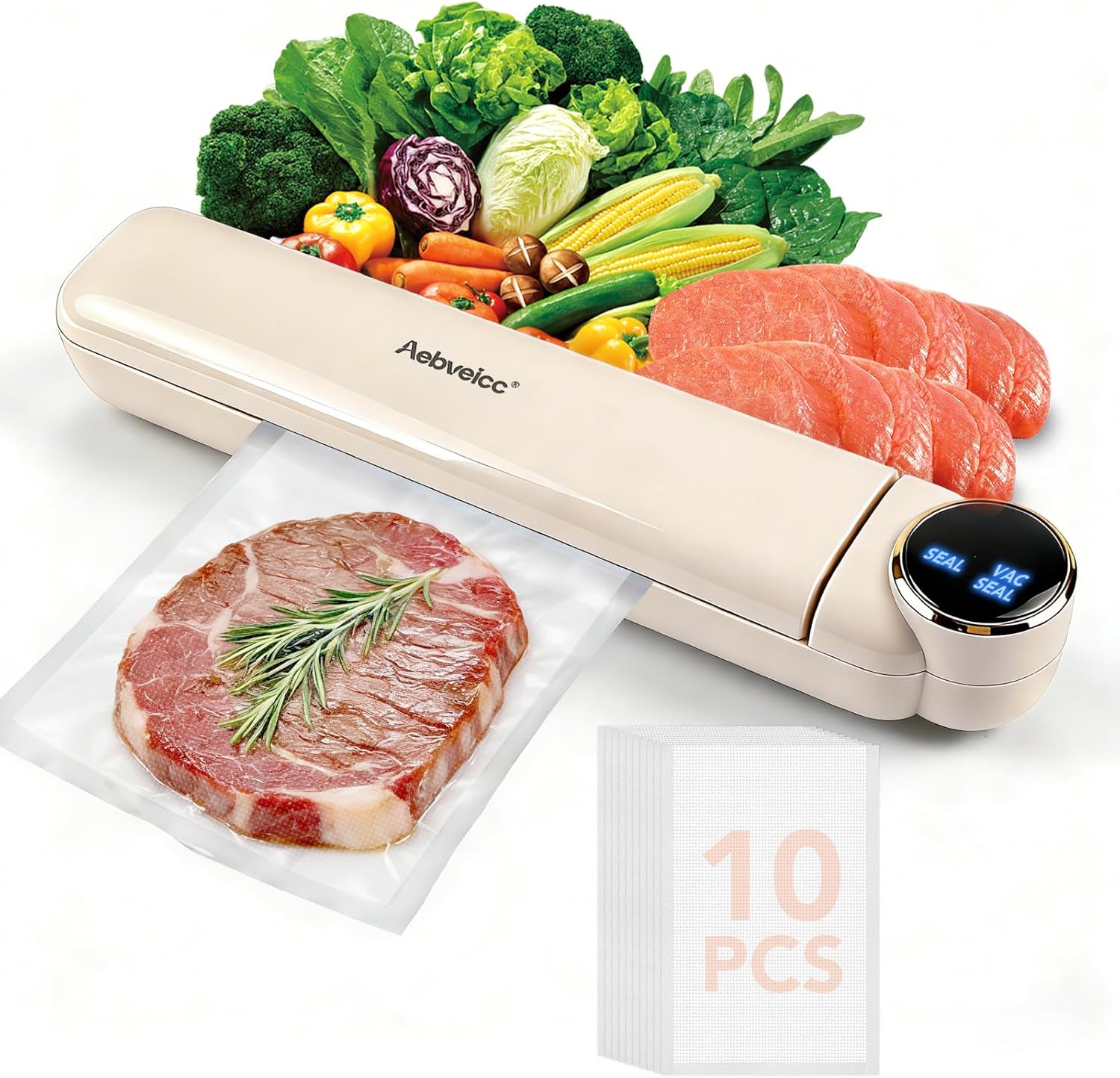 

Suction, Dry/Wet Modes, Portable Meat Sealing with 10 Reusable Sous Vacuum Ba United States