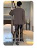 Men's Warm Velvet Pajamas - Casual Long-Sleeve Cartoon Print, Autumn/Winter, Loose Fit, Round Neck, Suitable for Teenagers and Children.