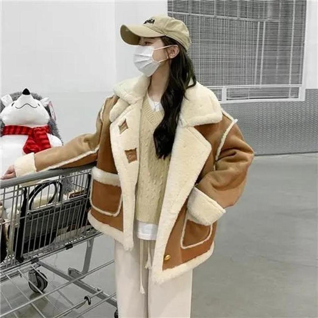Winter Frauen Warme Faux Pelzmantel Neue Koreanische Lamm Wolle Mantel Mode Verdicken Schaffell Mantel Ein Stück Pelz Mäntel weibliche Jacke