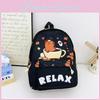 Cute Cartoon Capybara Bath Sun Letter Print Children Backpack For Kindergarten Use