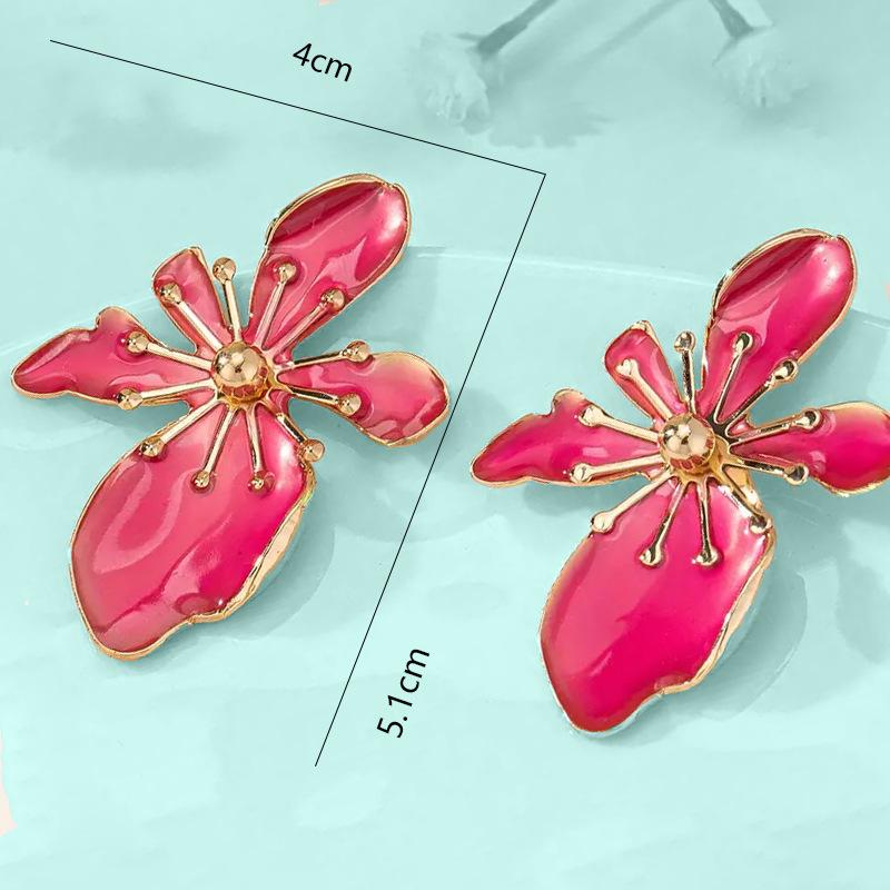 Charming Elegant Exaggerated Black and White Polka Dots Flower Stud Earrings Women's Summer Sweet Earrings Holiday Party Jewelry