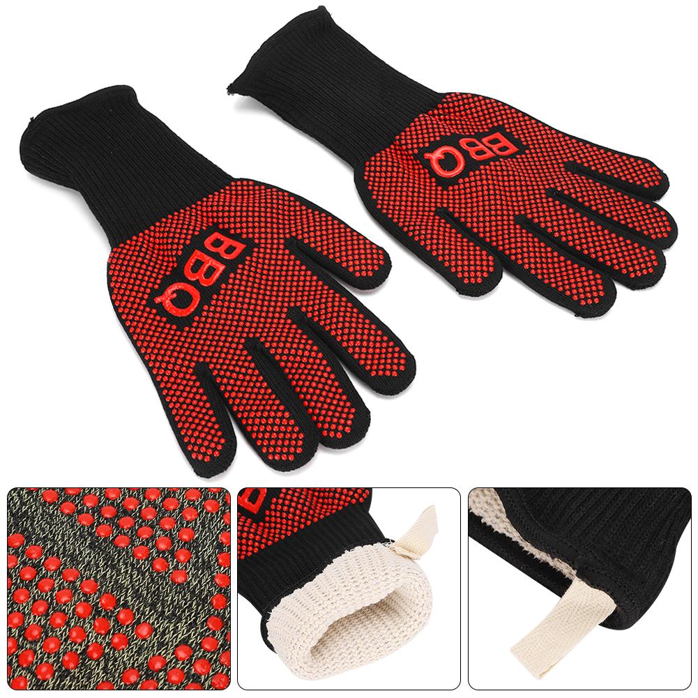 800 Celsius  1482 Degrees F Heat Resistant Fire Gloves Flame Retardant Antiskid Fireproof Grill Microwave Oven BBQ