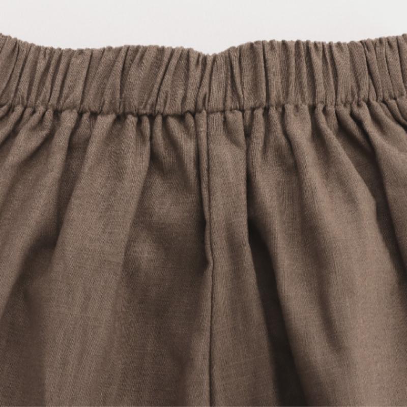 Shop Women Linen Back Banding Shorts Brown Pic Wpt 1395