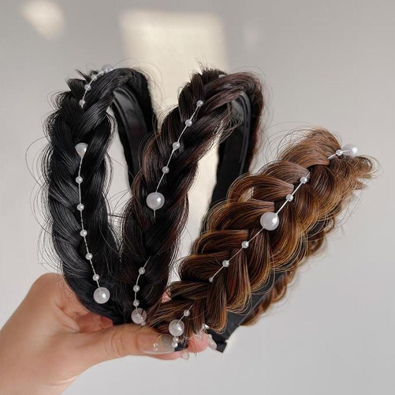 Stylish Anti Slip Fishbone Braid Wig 1Piece Headband Women's Fashion Hairband Hair Accessories Suitable For Dress