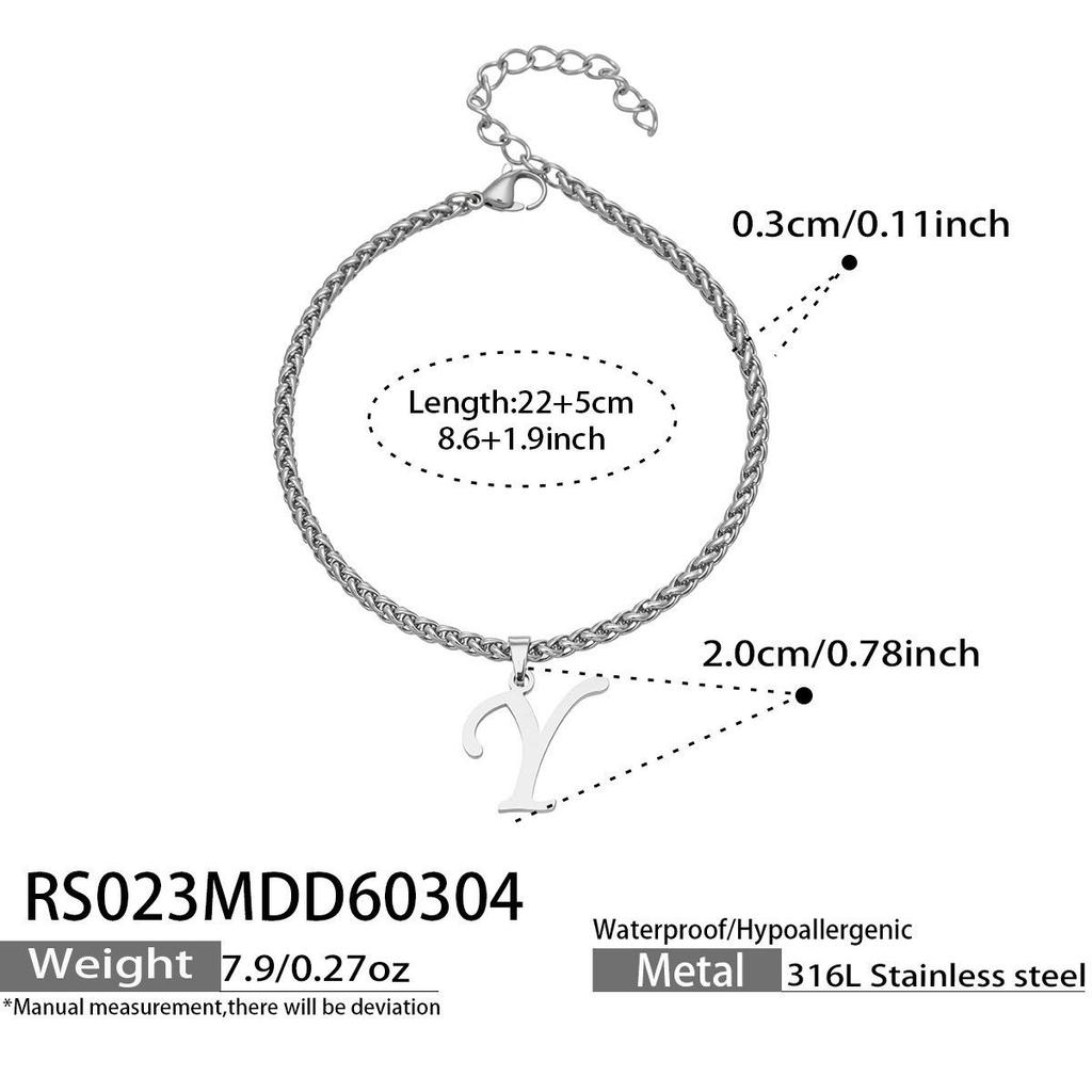 26-Letter Pendant Anklet: Stainless Steel Simple Design Foot Jewelry