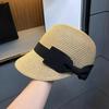 Modischer atmungsaktiver Strohhut für Damen Sommer Outdoor Reisen Strandurlaub Kappe Retro Zylinder Hut Mädchen Französischer flacher Hut Sonnenhüte