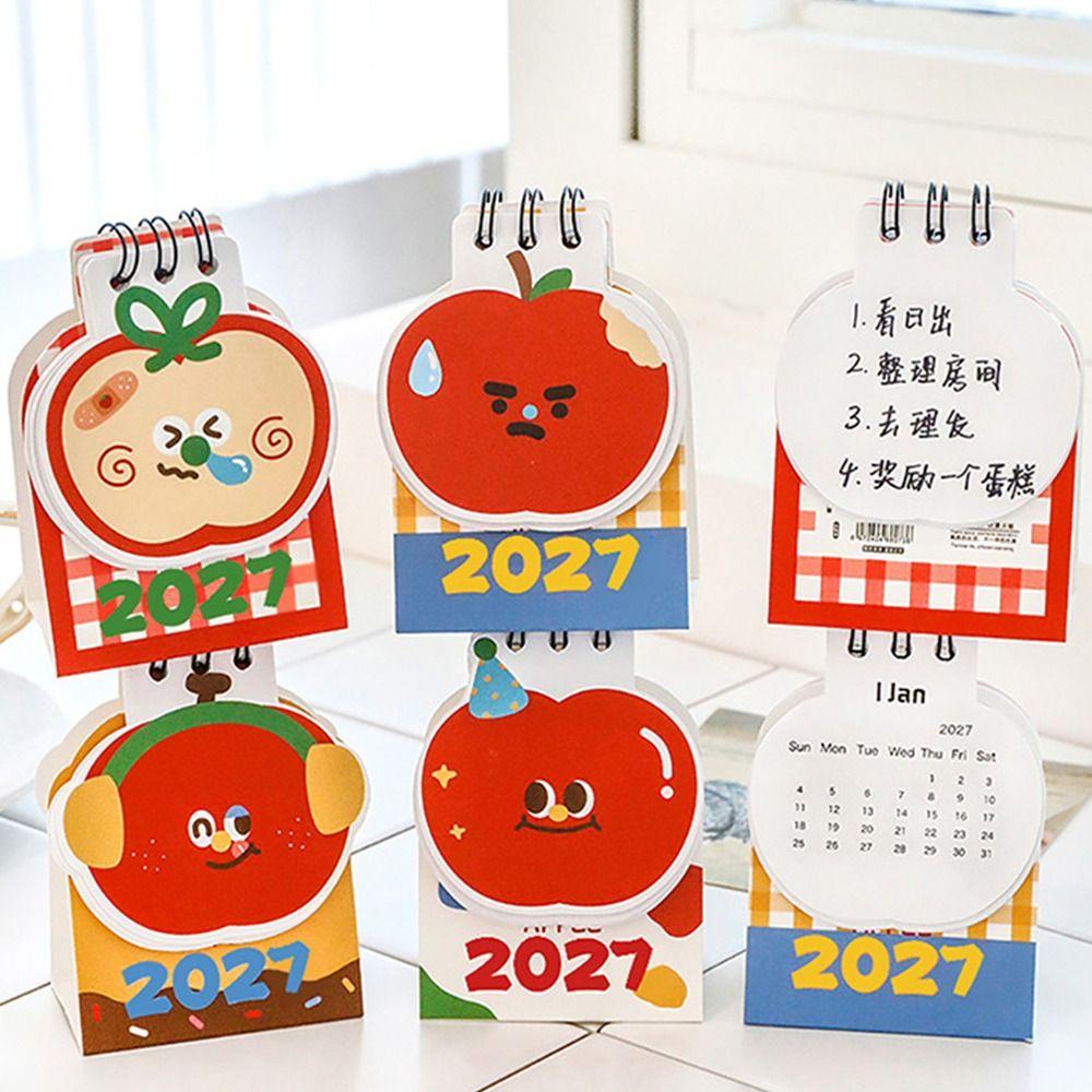 Mini Standing Calendar Appl Shape Desktop Calendar New 2027 Desk Calendar School Supplies