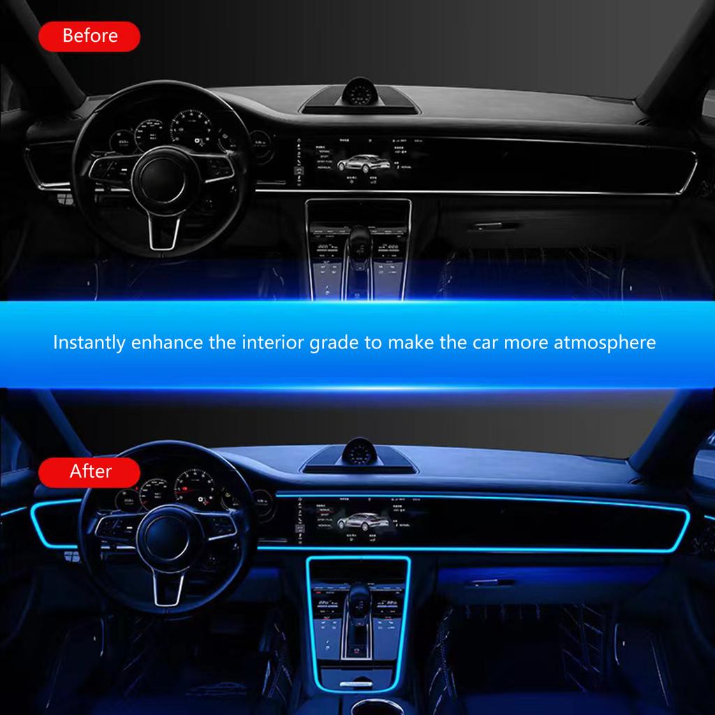 USB Car Interior Strips Lights Multicolor LED Fiber  Lighting set Simple Installation for Dashboard & Console