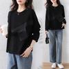 DIMANAF 2025 Autumn Plus Size Women Hoodies Shirts Long Sleeve T-shirt Loose Casual Tops Tees Black