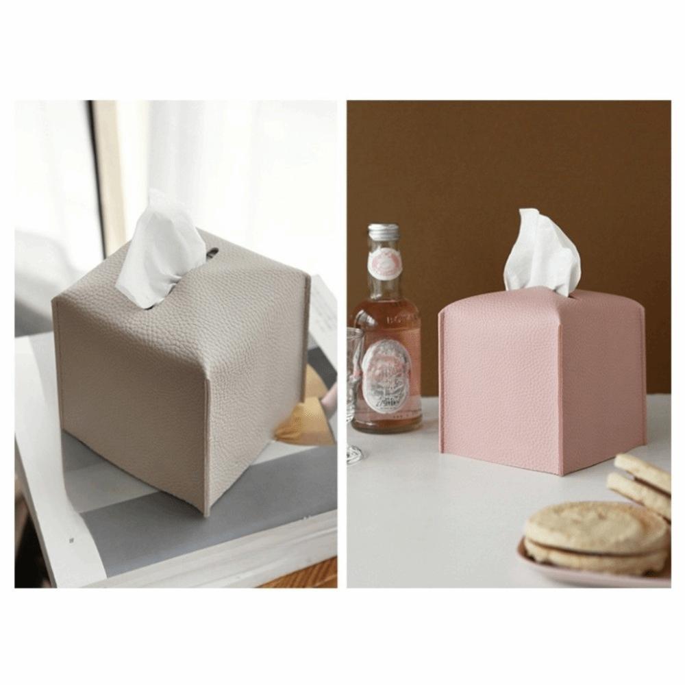 Waterproof PU Tissue Box Square Tissue Organizer Minimalist Car Tissue Box  Kitchen Countertop