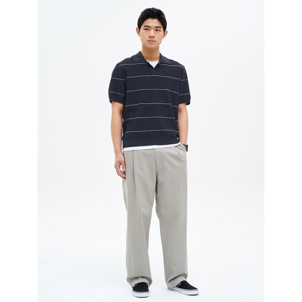8SECONDS Straight One-Pleat Cotton Chino Pants Beige