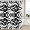 Western Shower Curtain Southwestern Aztec Boho Ethnic Tribal Native Abstract Geometric Farmhouse Bath Curtain with Hooks