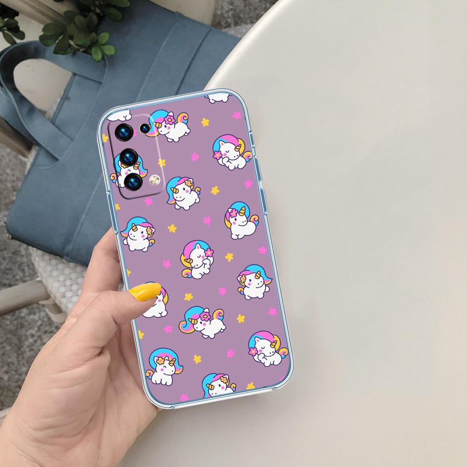 AQ25 Cartoon Unicorn Transparent Phone Case for Motorola Moto G40 G04 G05 One Ace Action  Fusion + Plus Hyper Macro Vision Zoom