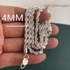 Popular 4MM Twisted Rope Marquis Necklace - Silver-Plated Copper, 18-24 Inches, Trendy Korean Style In Stock.