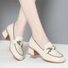 Spring Deep Mouth Thick Heel Loafers Women Autumn New Soft Leather Shoes Slip-on Pedals British Style Fashion Shoes