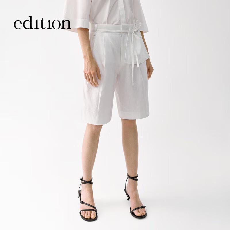 Edition Women's 2025 Summer Linen Straight Shorts with Waist Bag