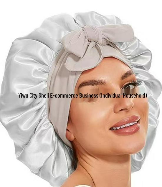 Cuffia in Raso Extra Large per la Cura dei Capelli - Cuffia da Notte con Fiocco per Donne