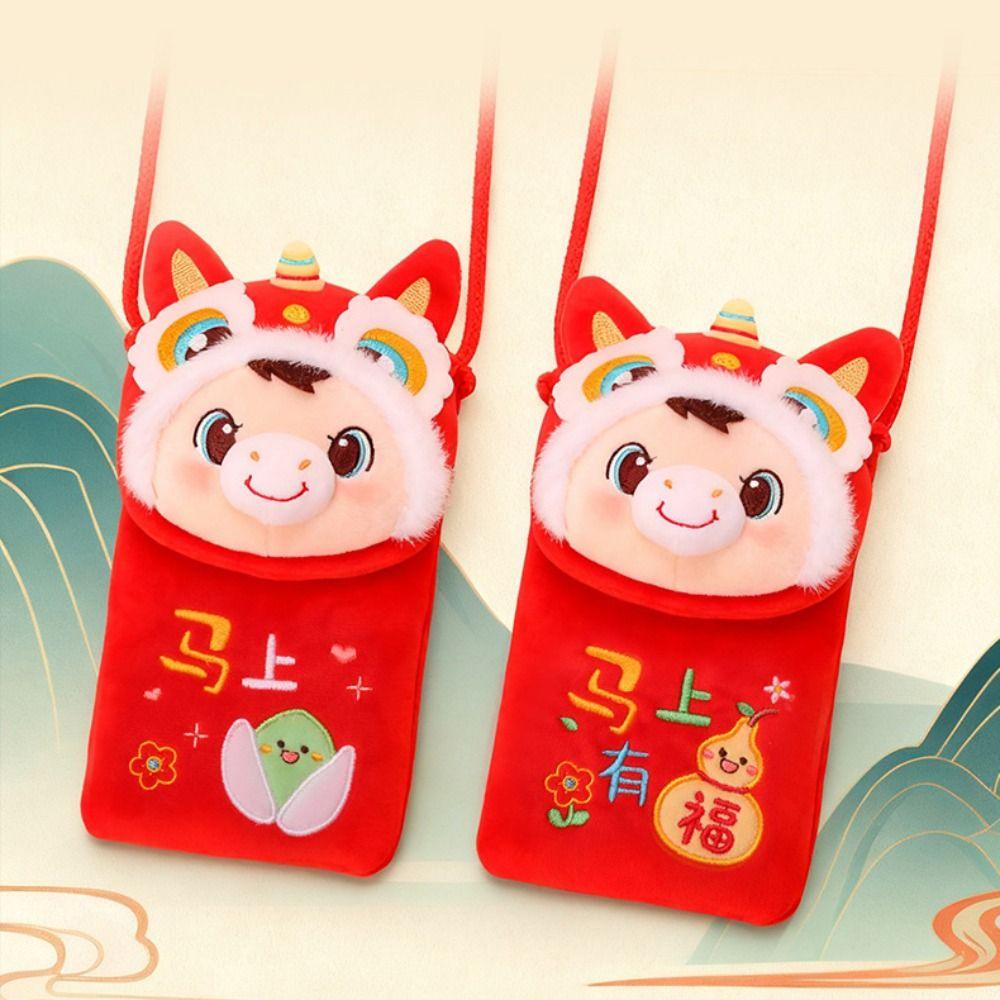 PP Cotton Red Envelopes Chinese Style New Year Blessing Lucky Horse Crossbody Bag Lucky New Year Red Packets Year of The Horse