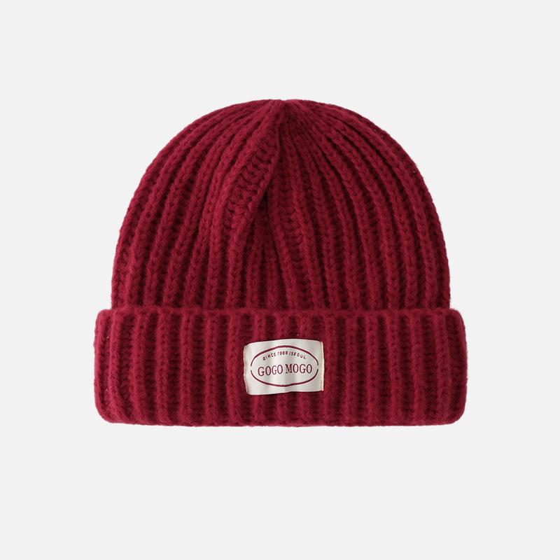 Letter Patch Woolen Hat for Women In Autumn and Winter, Face-showing Small Windproof Ear Protection Cold Hat, Fashionable and Versatile Warm Knitted