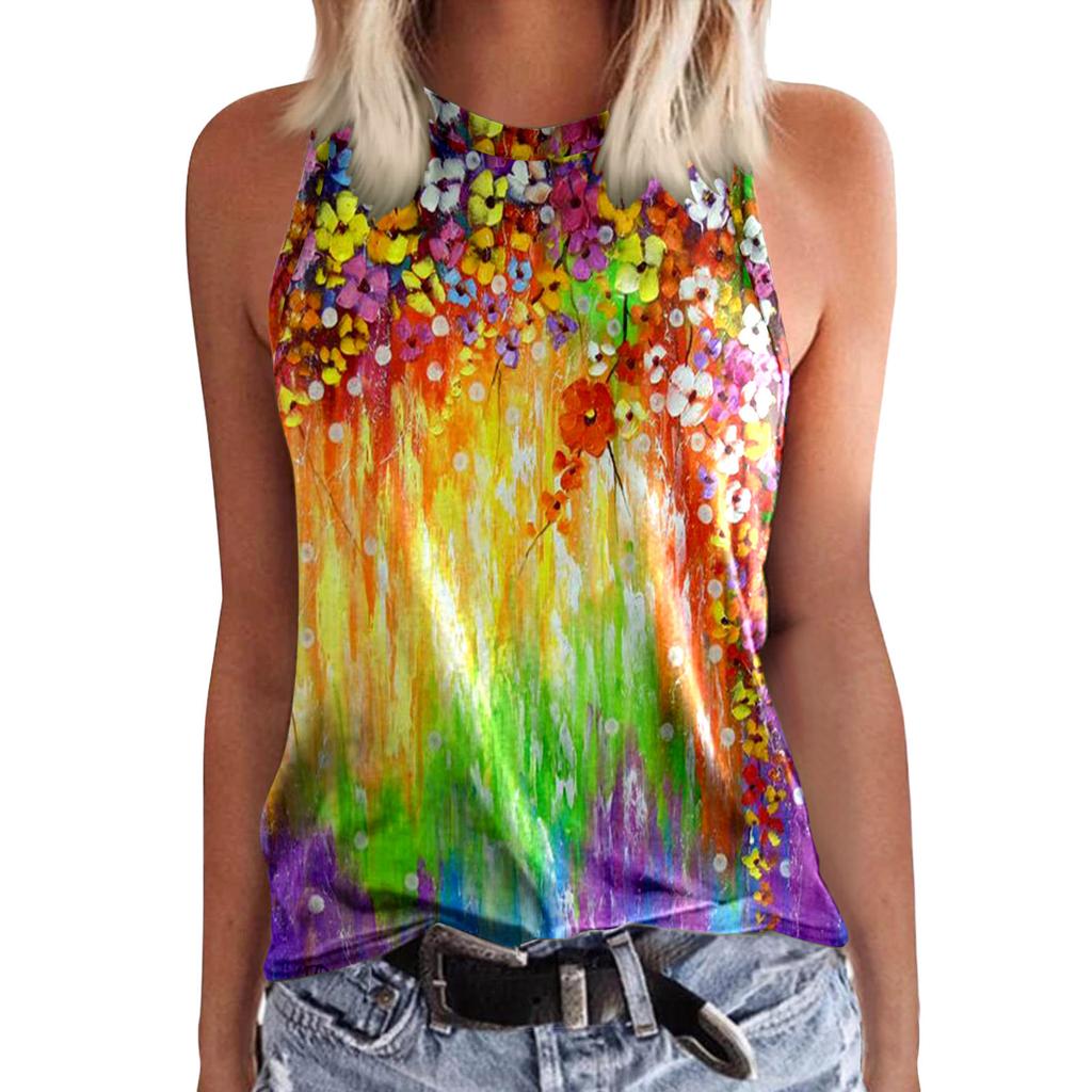 New Summer Flower Floral 3D Printed Tank Top Woman Fashion Oversized Sleeveless O-Neck Vest Streetwear Camisole Women's Clothing