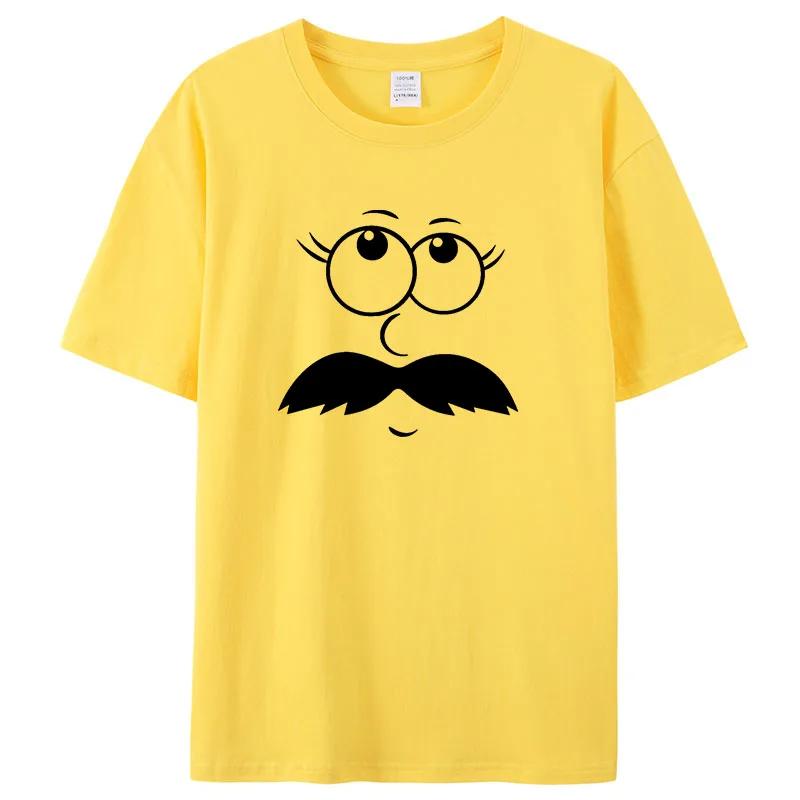 

Женская футболка унисекс с большими глазами и улыбающимся лицом Футболки унисекс Harajuku O-образный вырез с коротким рукавом XXXL жёлтый