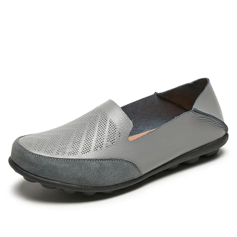 Moccasins Women Flats Shoes Spring and Autumn New Woman Slip On Casual Loafers Genuine Leather Woman Shoes Zapatos Mujer 35-44