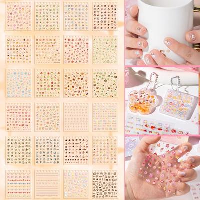 24pcs DIY Nail Sticker Self Adhesive Cartoon Stickers Fashion Cup Stickers  For Nail Art Decoration