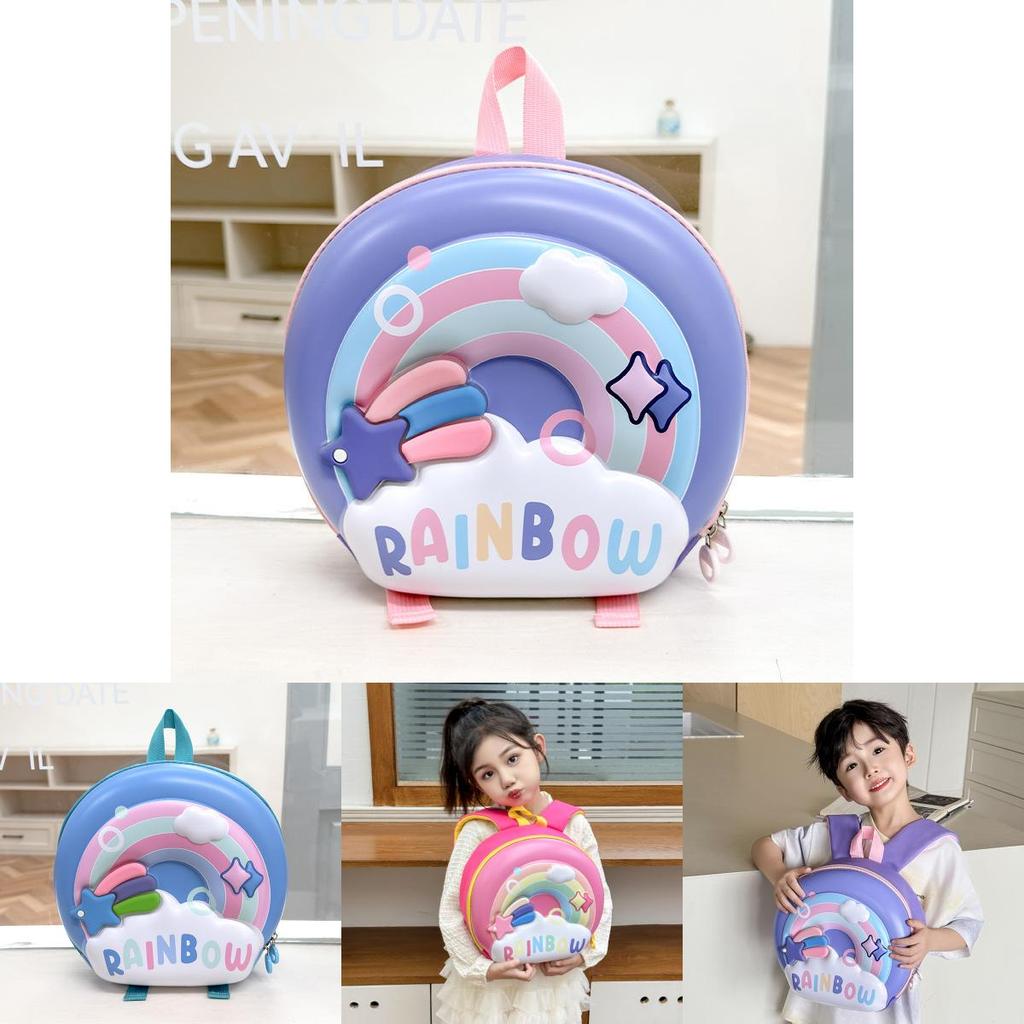 Kids Cartoon Donut Shell Backpack With Cartoon Rainbow Design For School Kids
