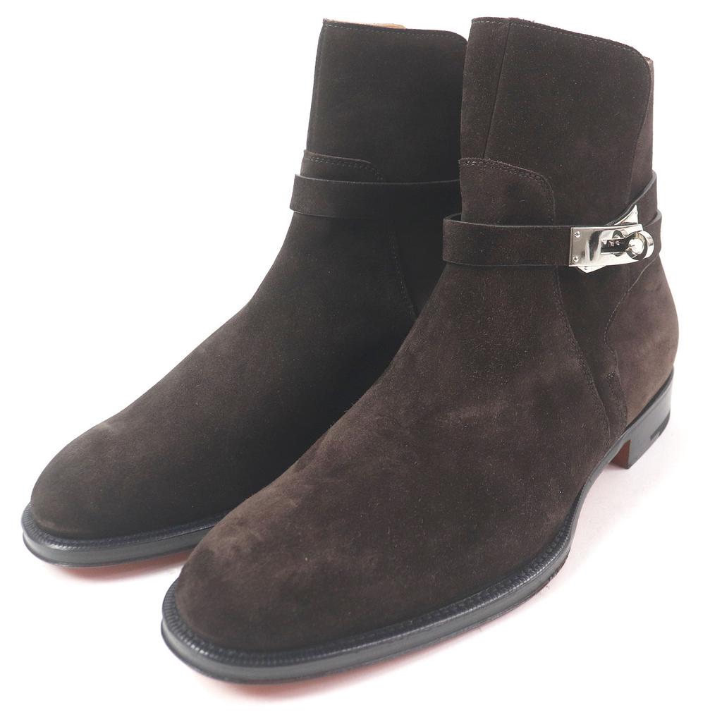 Pristine HERMES boots Fortune Ankle Boots Short Boots Dark brown Suede leather Used