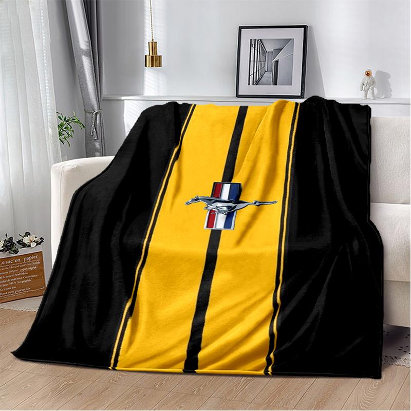 3D Mustang Racing Car Sign GTR Soft Plush Blanket,Flannel Blanket Throw Blanket for Living Room Bedroom Bed Sofa Cover Gift