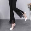 Korean Fashion Korean Lace Chiffon Flare Pants Spring Summer Thin Slim Split High Waist Office Lady Elegant Solid Casual Trousers