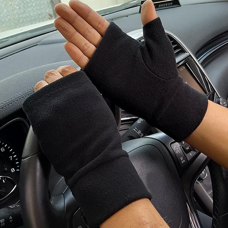Winter Half Finger Gloves Women Men Soft Plush Fleece Warm Gloves Solid Color Hand Wrist Fingerless Mittens Fashion
