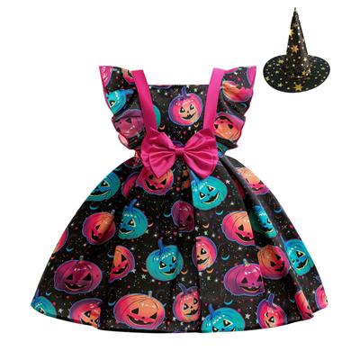 Halloween Mädchen Kleid Bedrucktes Kleid Hexe Rollenspiel Cosplay Kostüm Maskerade Kostüm