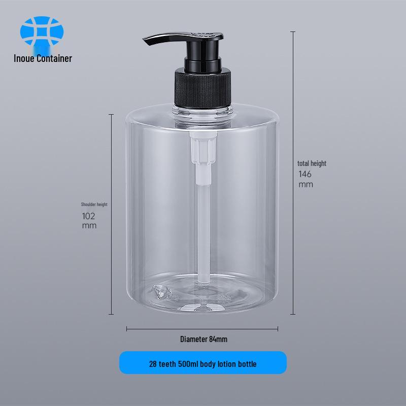 500ml Transparent PET Plastic Bottle for Sanitizer, Lotion, Shampoo & Shower Gel