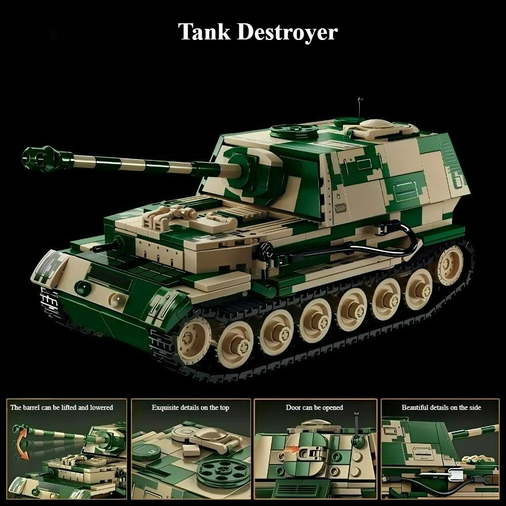 Bausteine Geschenk: Militärische Zweiter Weltkrieg Panzer Serie Einschließlich C1 Schützenpanzer, Elefant Panzerzerstörer, Tiger Schwerer Panzer