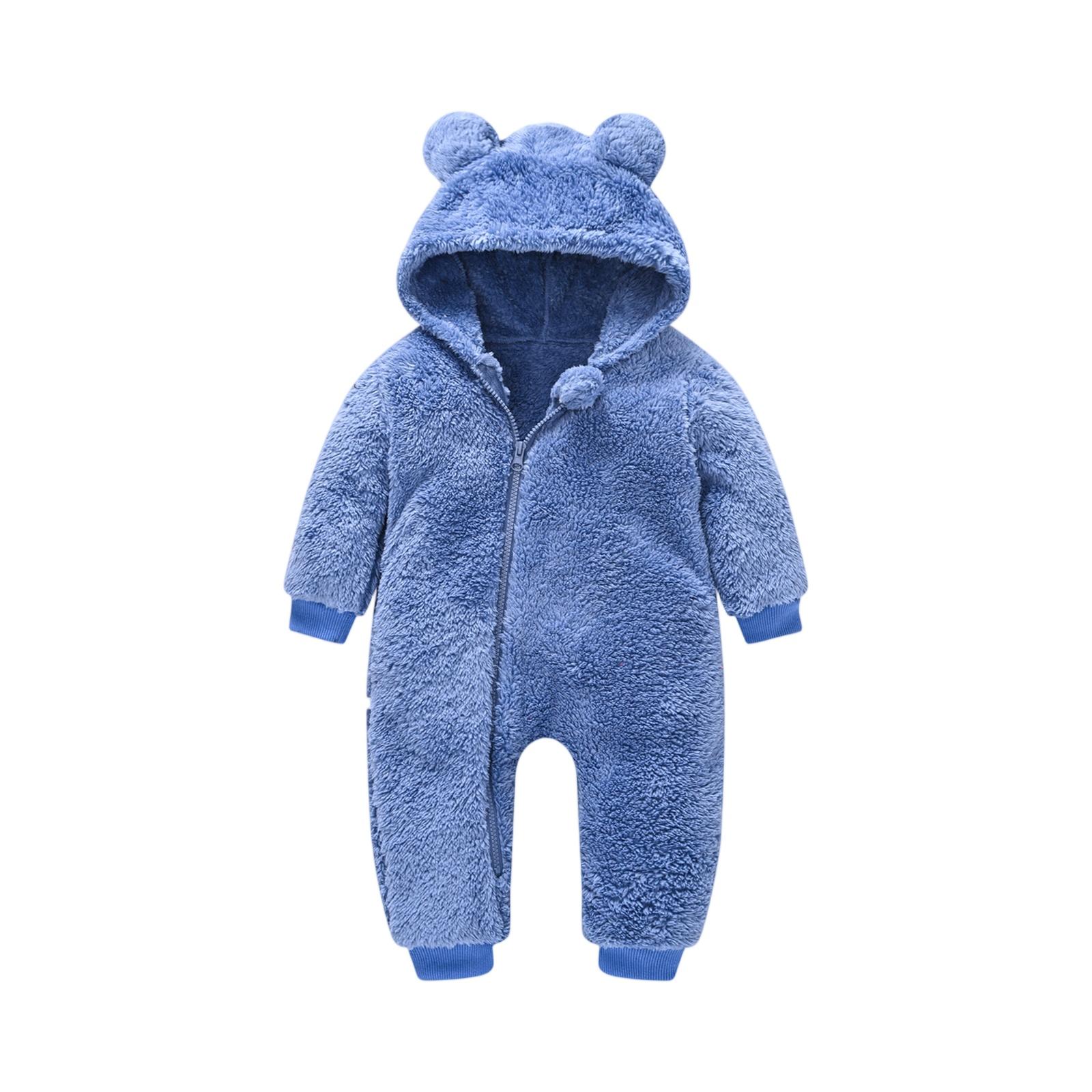 

Kids Hooded Romper - Winter Ears Outfit One-Piece 100 синий