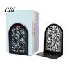 Metal Bookend 1 Pair Flower Bookends, Decorative Vase Book Ends for Shaped Shelves, Black Holder Stopper Home Office Reading Room Desktop